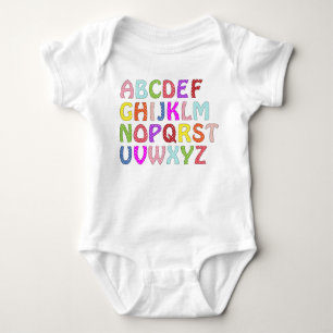alphabet letters font text symbol abc design type baby bodysuit
