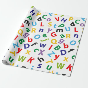 Alphabet Letters in Rainbow Colours Wrapping Paper
