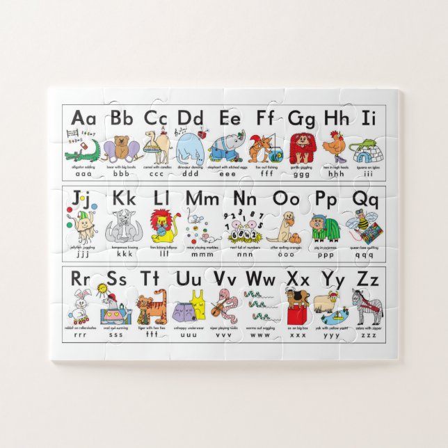 Alphabet letters with illustrated animals jigsaw puzzle (Horizontal)