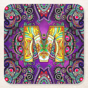 Alphabet M  Square Paper Coaster