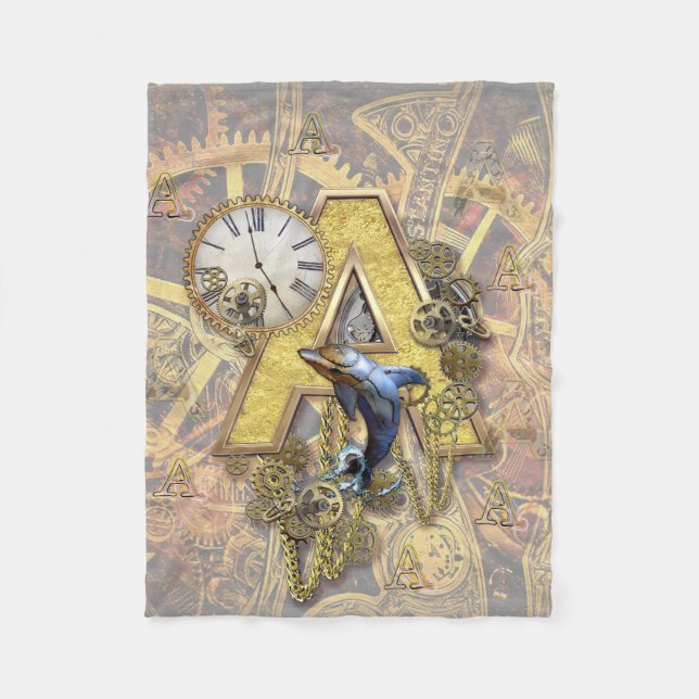 Alphabet, Monogram A Fleece Blanket (Front)