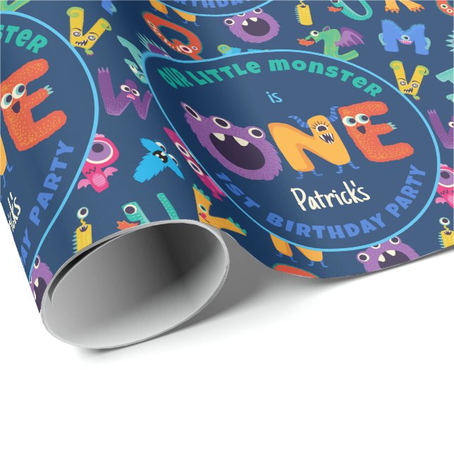 Alphabet Monsters 1st Birthday Our Little Monster Wrapping Paper (Roll Corner)