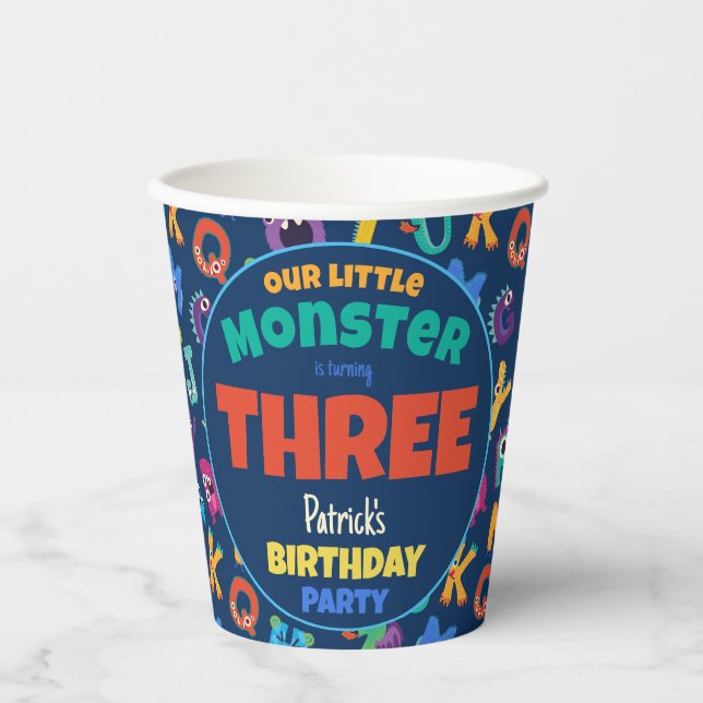 Alphabet Monsters Birthday Little Monster Add Age Paper Cups (Front)