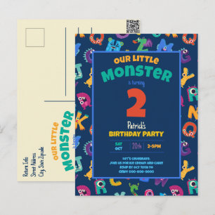 Alphabet Monsters Birthday Little Monster Add Age Postcard