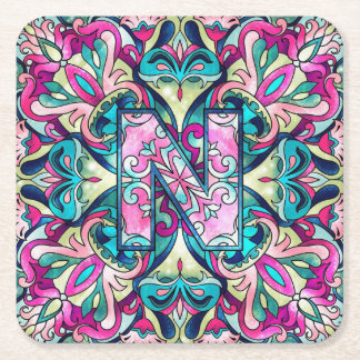 Alphabet N Square Paper Coaster