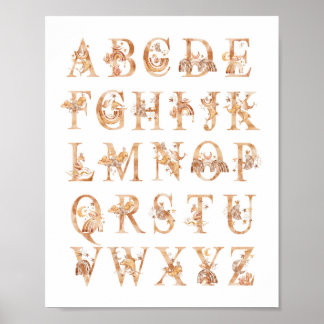 Alphabet Nursery Decor Watercolor ABC Chart 