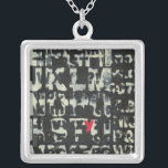 Alphabet Painting by Norman Wyatt Silver Plated Necklace<br><div class="desc">If you love taking vision exams then this painting is for you! The letter of the english alphabet are imposed over each other,  almost obscuring them in this painting by Norman Wyatt. The letter Y stands out thanks to its pink coloration.</div>