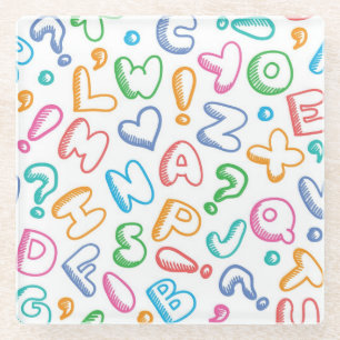 alphabet pattern glass coaster