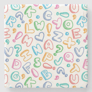 alphabet pattern stone coaster