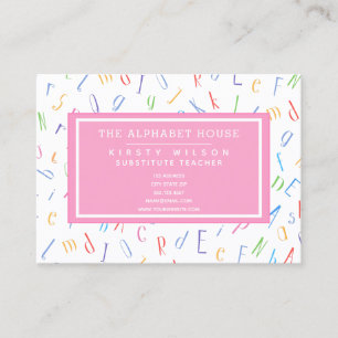 Alphabet Pattern - Substitute Teacher / Tutor Business Card