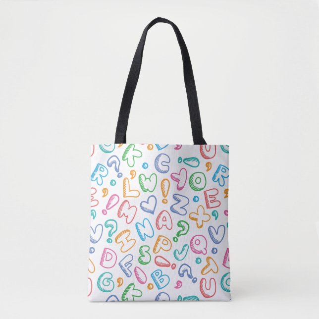 alphabet pattern tote bag (Front)