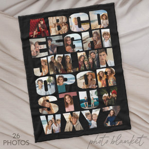 Alphabet Photo Collage - Level Difficult Fleece Blanket