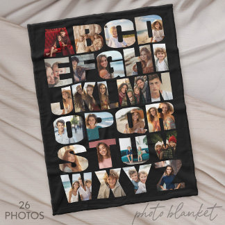 Alphabet Photo Collage - Level Difficult Fleece Blanket