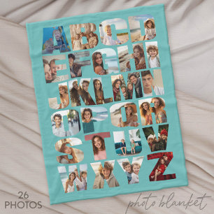 Alphabet Photo Collage - Level Difficult Fleece Blanket