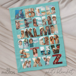 Alphabet Photo Collage - Level Difficult Fleece Blanket
