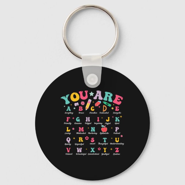 Alphabet Positive Affirmations Back To School Teac Key Ring (Front)