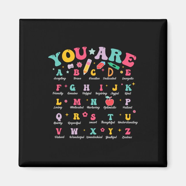 Alphabet Positive Affirmations Back To School Teac Magnet (Front)