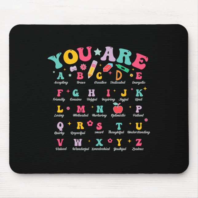 Alphabet Positive Affirmations Ck To School Teache Mouse Pad (Front)