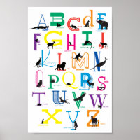 Alphabet Poster with Animal Silhouettes