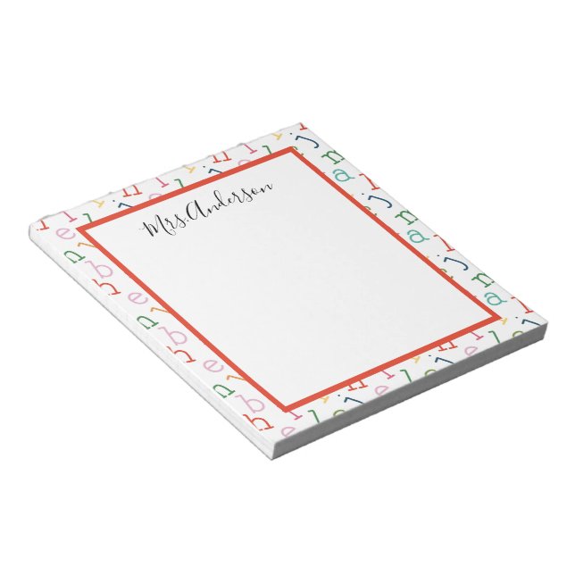 Alphabet Print Preschool Teacher  Notepad (Angled)