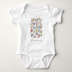 Alphabet Rabbits, Butterflies, Fairies & Flowers Baby Bodysuit