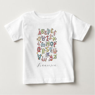 Alphabet Rabbits, Butterflies, Fairies & Flowers Baby T-Shirt