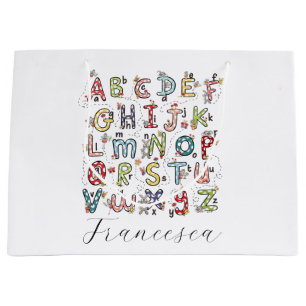 Alphabet Rabbits, Butterflies, Fairies & Flowers Large Gift Bag