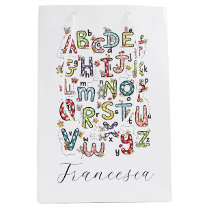 Alphabet Rabbits, Butterflies, Fairies & Flowers Medium Gift Bag