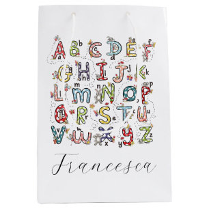 Alphabet Rabbits, Butterflies, Fairies & Flowers Medium Gift Bag