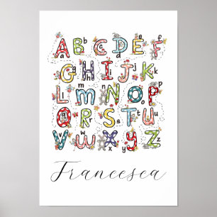 Alphabet Rabbits, Butterflies, Fairies & Flowers Poster