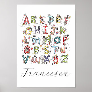 Alphabet Rabbits, Butterflies, Fairies & Flowers Poster