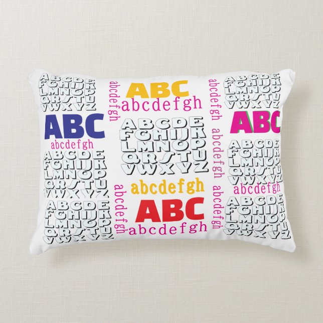 Alphabet Rainbow White    Decorative Cushion (Front)
