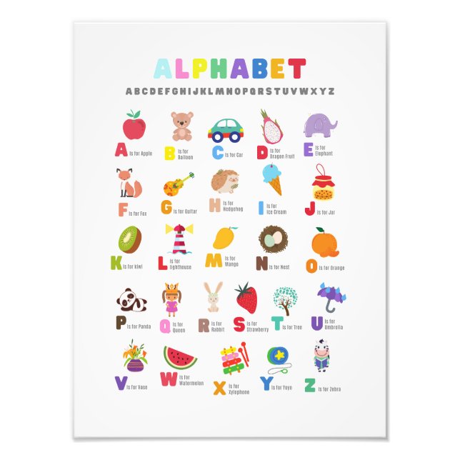 Alphabet School Poster with pictures (Front)