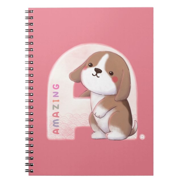 Alphabet Series: "A" Amazing Beagle Illustration Notebook (Front)