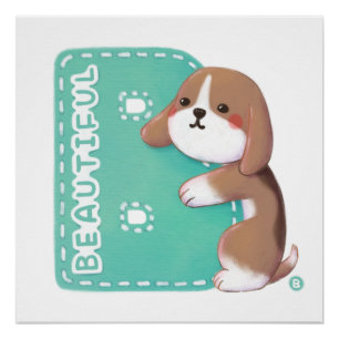 Alphabet Series: "B" Beautiful Beagle Illustration Poster
