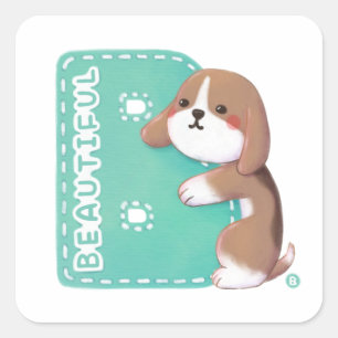 Alphabet Series: "B" Beautiful Beagle Illustration Square Sticker