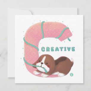 Alphabet Series: "C" Creative Beagle Illustration Holiday Card