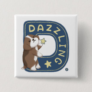 Alphabet Series: "D" Dazzling Beagle Illustration 15 Cm Square Badge