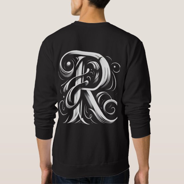 Alphabet Shirt with Letter R Basic Sweatshirt (Back)