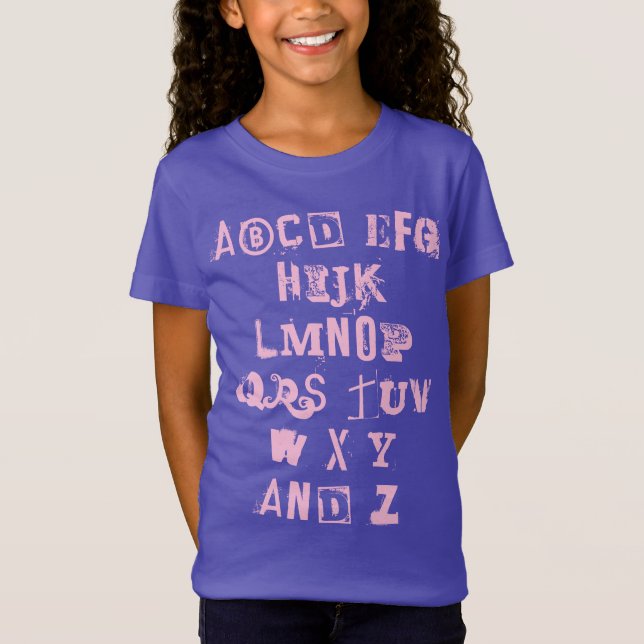 Alphabet Song (Distressed Letters) Girls T-Shirt (Front)