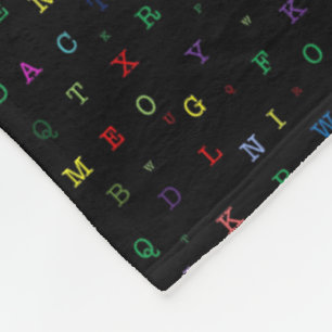 Alphabet Soup Black Pattern Blanket