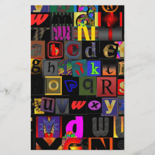 Alphabet Soup, mosaic letters design, fun colourfu Stationery
