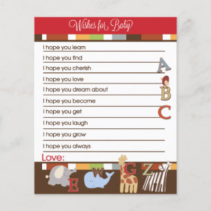 Alphabet Soup Wishes For Baby Advice Cards