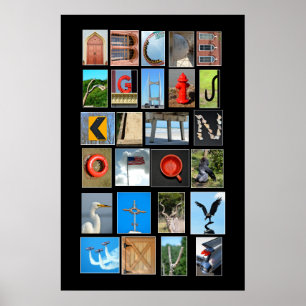 Alphabet spelled out with picture letters poster