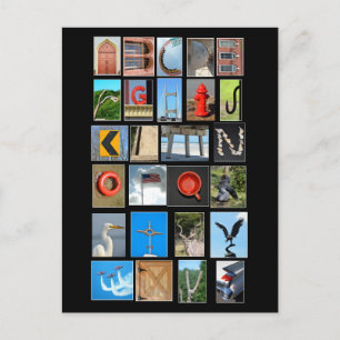Alphabet spelled out with pictures letters postcard