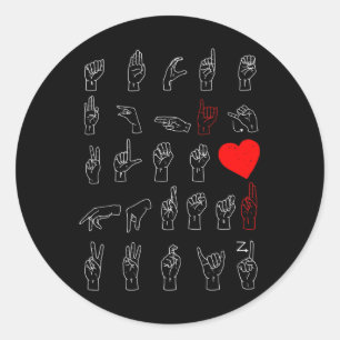 Alphabet Teacher American Sing Language Asl Chart  Classic Round Sticker