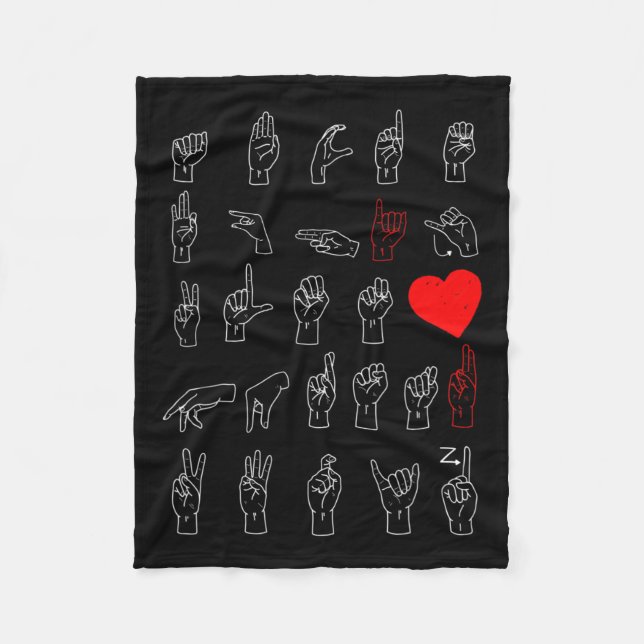 Alphabet Teacher American Sing Language Asl Chart  Fleece Blanket (Front)