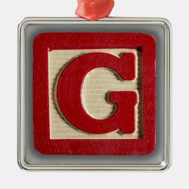 Alphabet Toy Block G Metal Tree Decoration (Front)