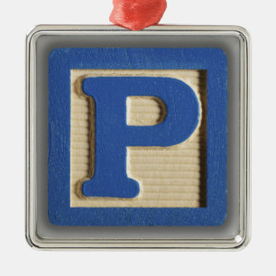 Alphabet Toy Block P Metal Tree Decoration