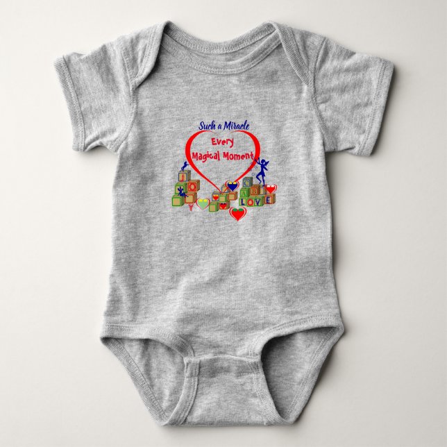 Alphabet toy blocks baby bodysuit (Front)